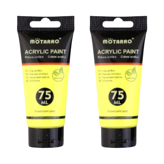 Acrylic Fluorescent Paint 75ml - 2 Pack - Yellow