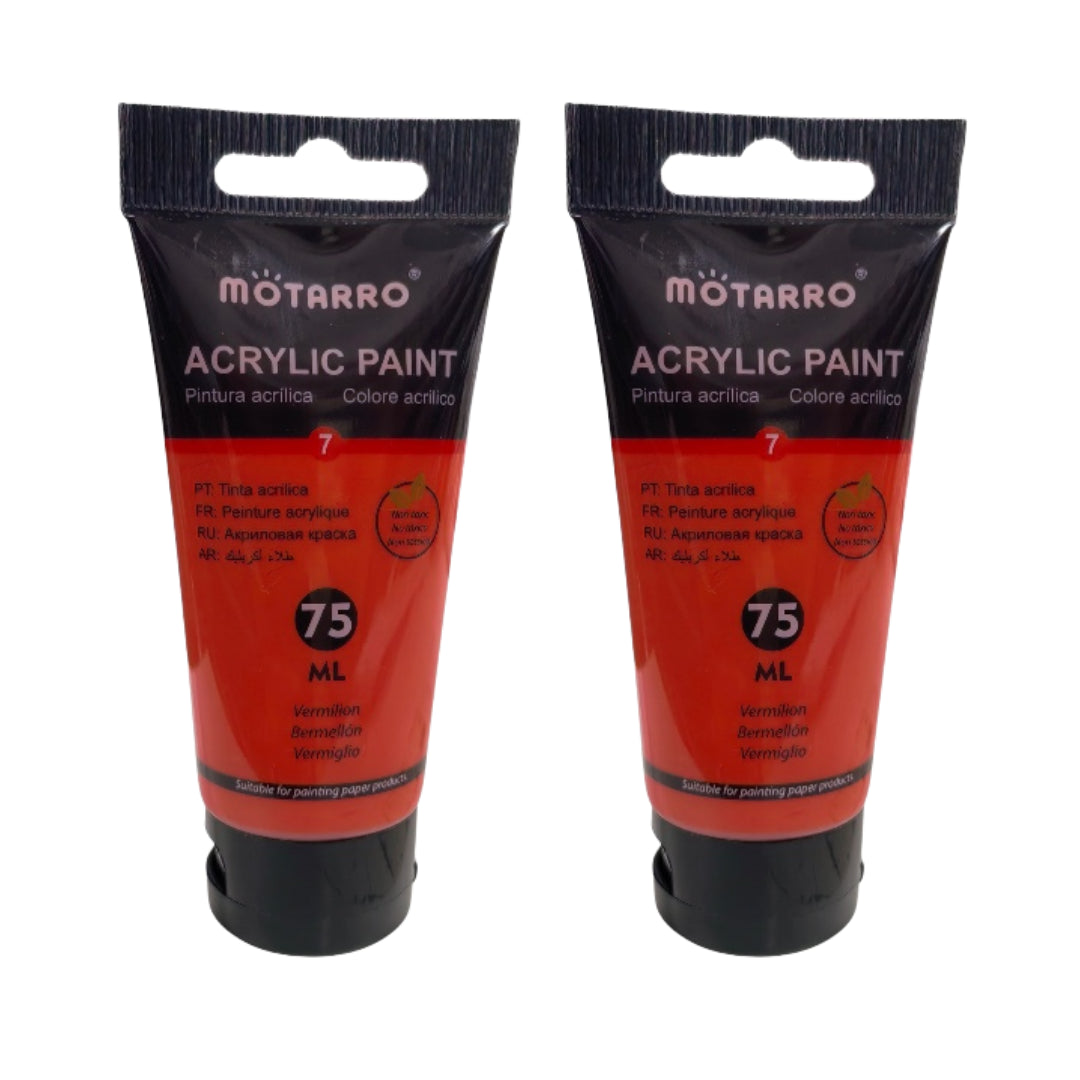 Motarro Acrylic Paint 75ml - 2 Pack - Vermilion