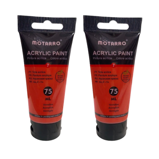 Motarro Acrylic Paint 75ml - 2 Pack - Vermilion