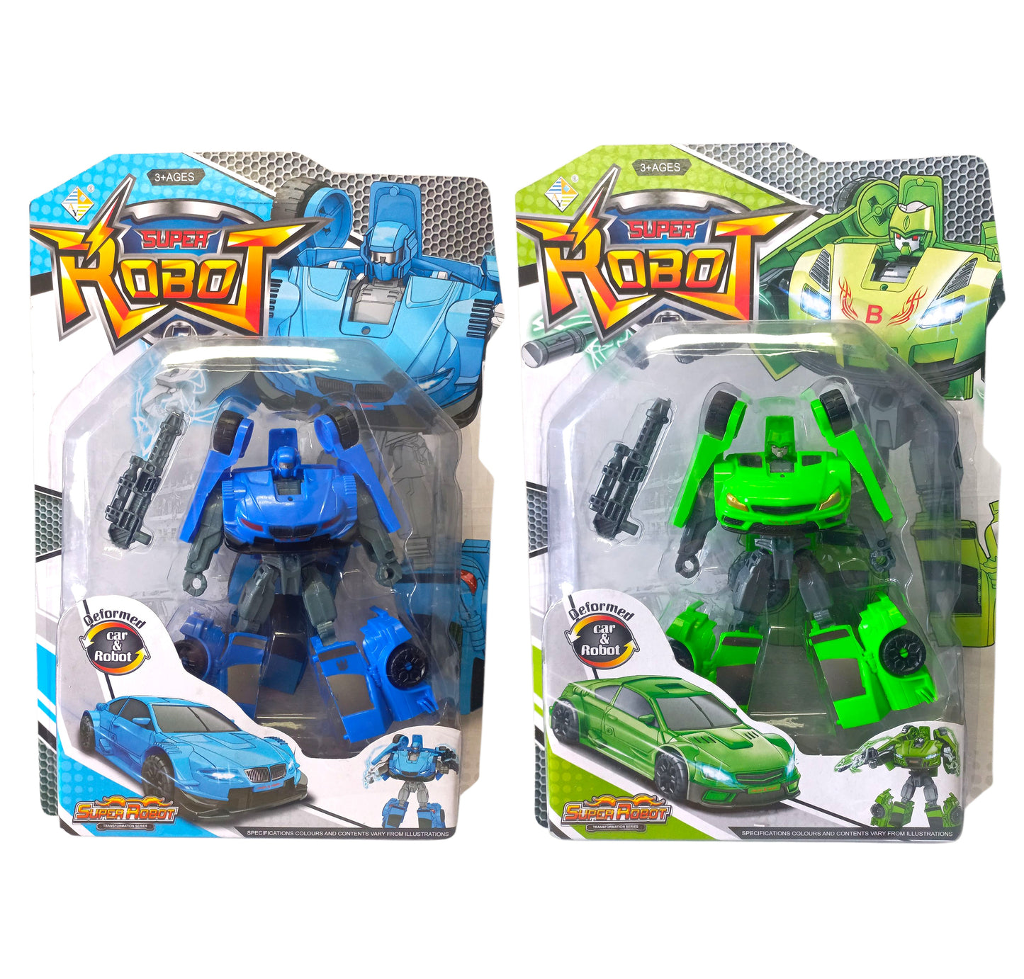 Super Robot Action Figures - 2 Pack - Blue & Green