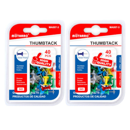 Mottaro Thumbtack 40PCS - Assorted Colours 2 Pack
