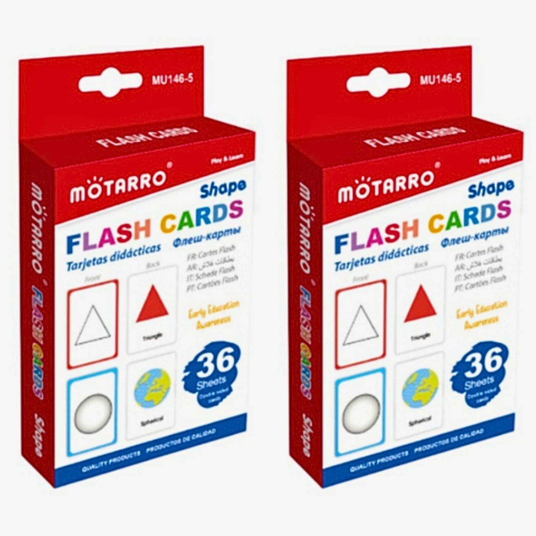 Motarro Flash Cards 36 Sheets - 2 Pack - Shapes