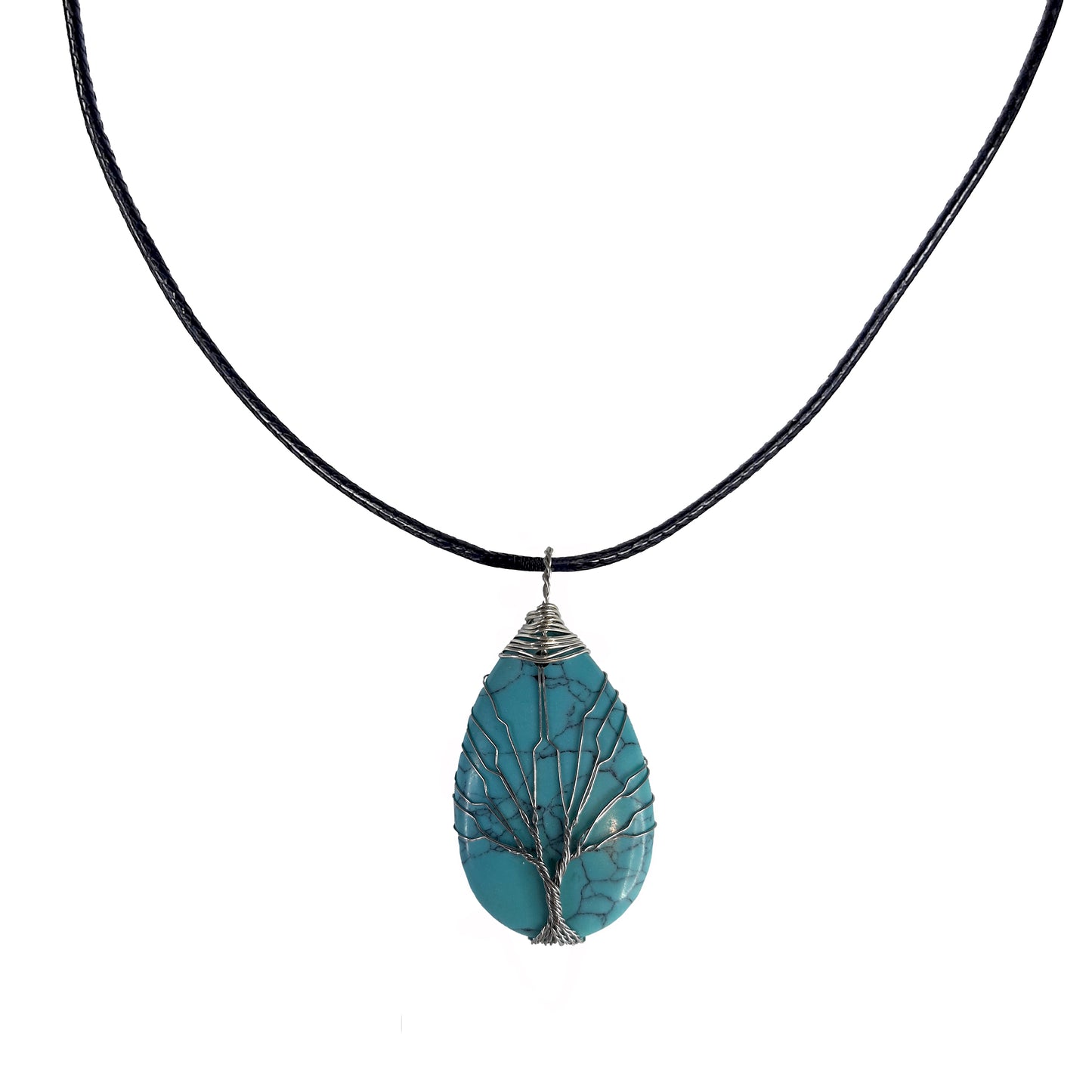 Earth Stone Collection - Wire Tree Of Life - Turquoise Stone Necklace