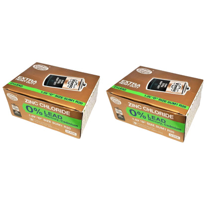 Vinnic Zinc Chloride D Torch Battery 1.5V Box of 12 - 2 Pack