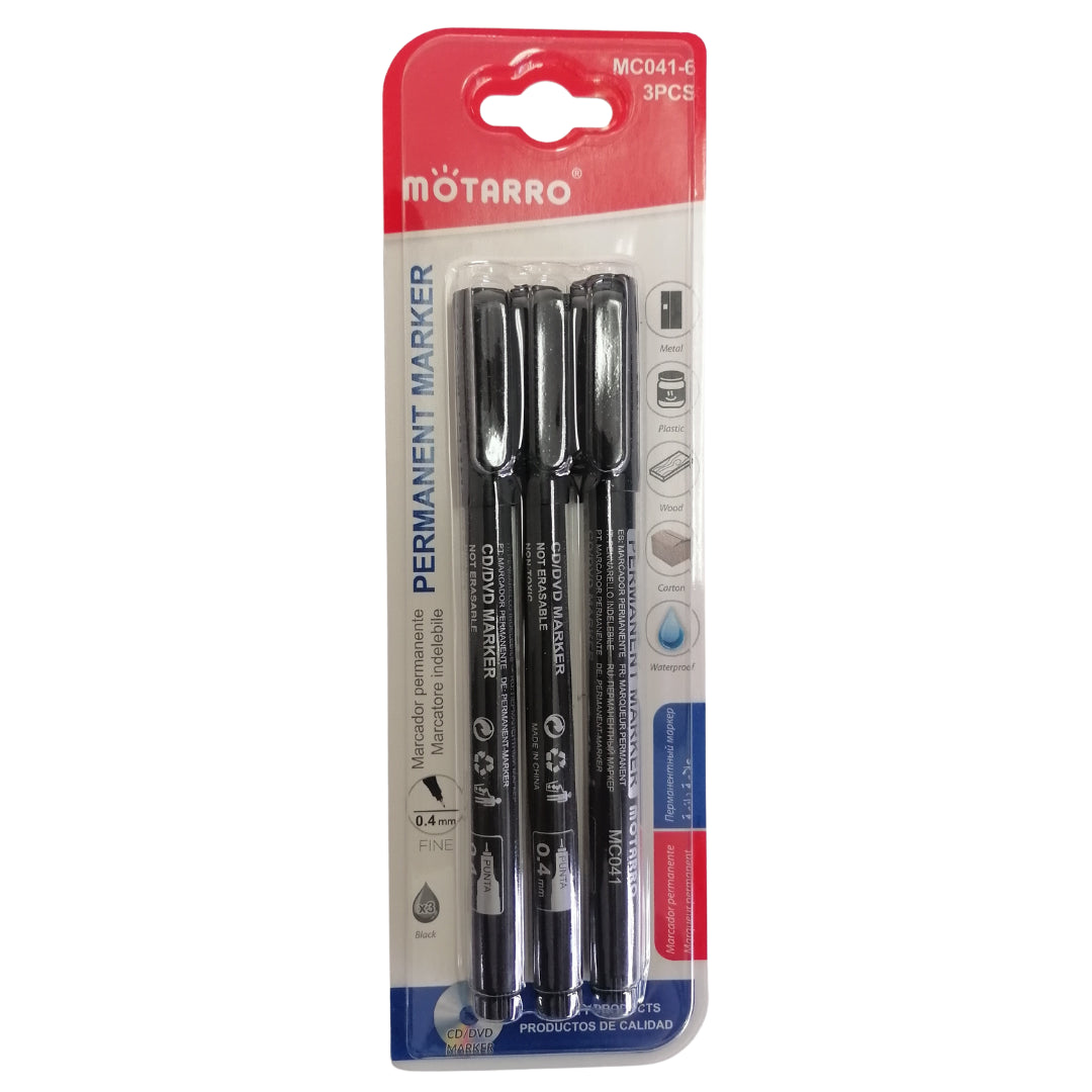 Motarro Permanent Markers - 0.4mm - 3 Piece Set