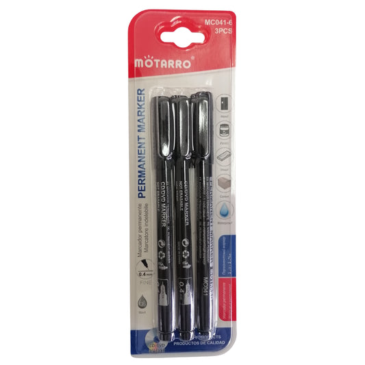 Motarro Permanent Markers - 0.4mm - 3 Piece Set