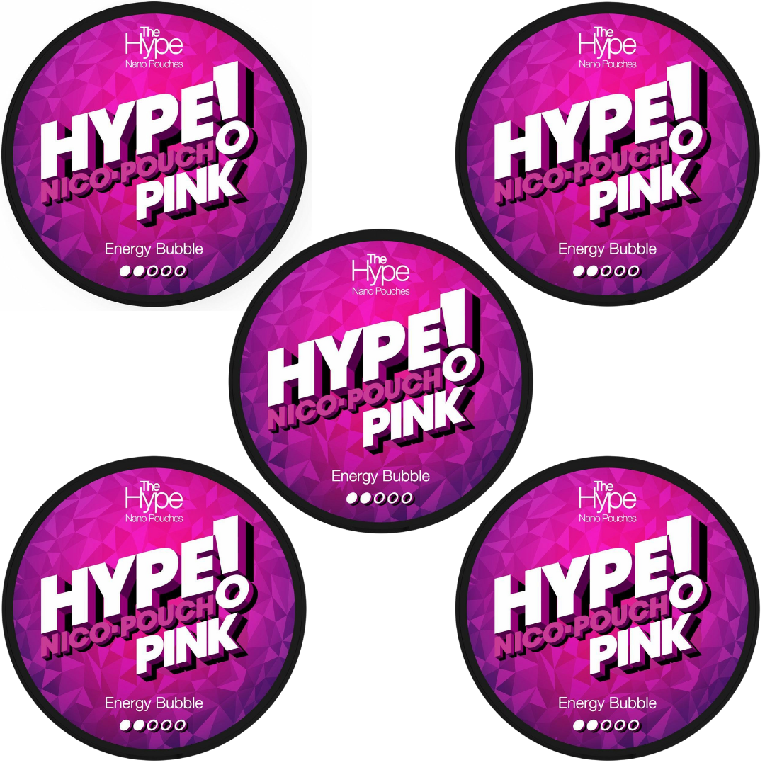 Hype Nicotine Pouches - 15 Nano Pouches 8mg - 5 Pack - Energy Bubble