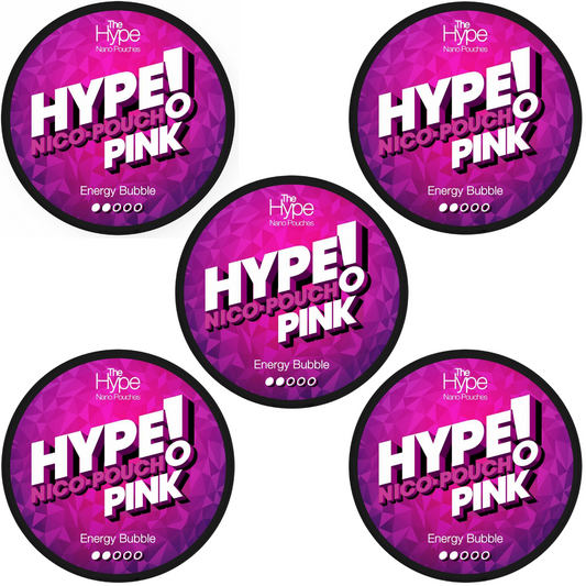 Hype Nicotine Pouches - 15 Nano Pouches 8mg - 5 Pack - Energy Bubble