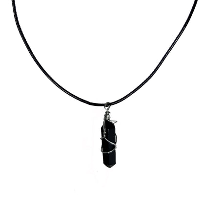 Earth Stone Collection - Wire Wrapped Onyx Stone Necklace