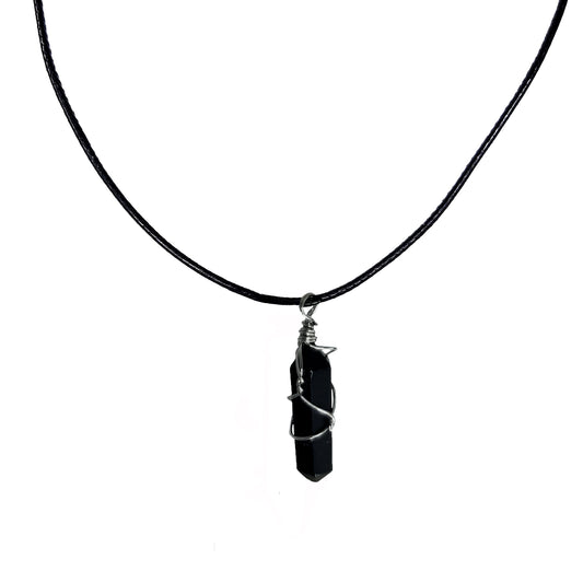 Earth Stone Collection - Wire Wrapped Onyx Stone Necklace