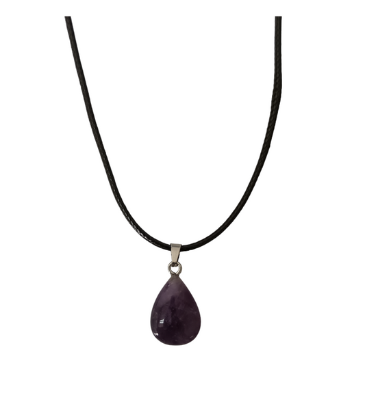 Earth Stone Collection - Teardrop Amethyst Stone Necklace