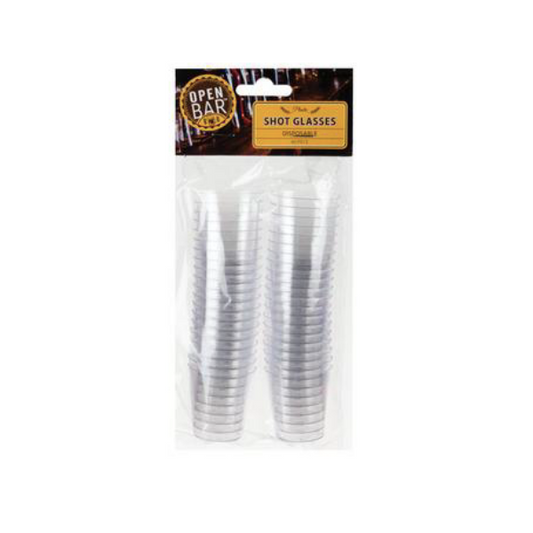 Open Bar- Clear Plastic Shot Glasses
