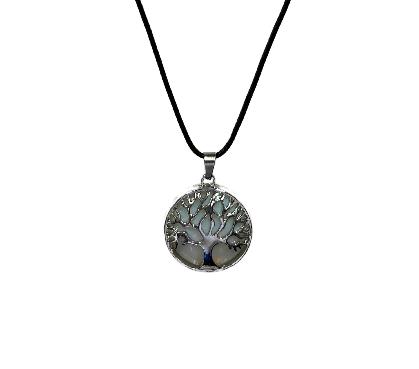 Earth Stone Collection - Silver Tree of Life Opal Crystal Necklace