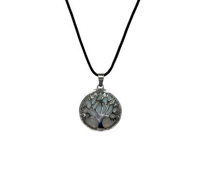 Earth Stone Collection - Silver Tree of Life Opal Crystal Necklace