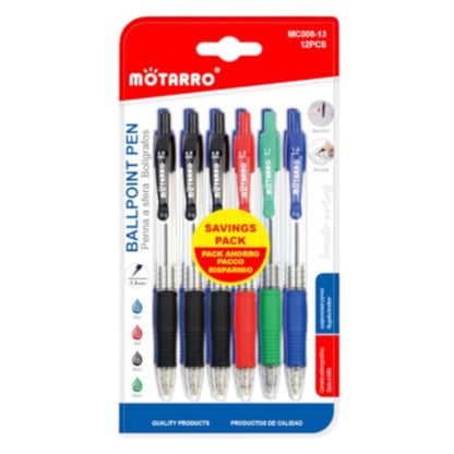 Motarro Ballpoint Pen Assorted 1.0mm 12PCS