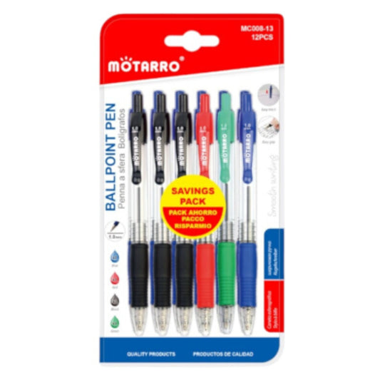 Motarro Ballpoint Pen Assorted 1.0mm 12PCS