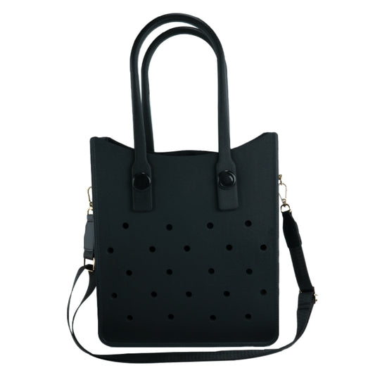 Zaizai EVA Croc Tote Bag with Adjustable Strap - Black