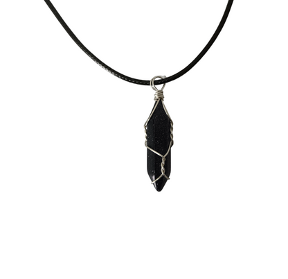 Earth Stone Collection - Wire Wrapped Blue Sand Stone Necklace
