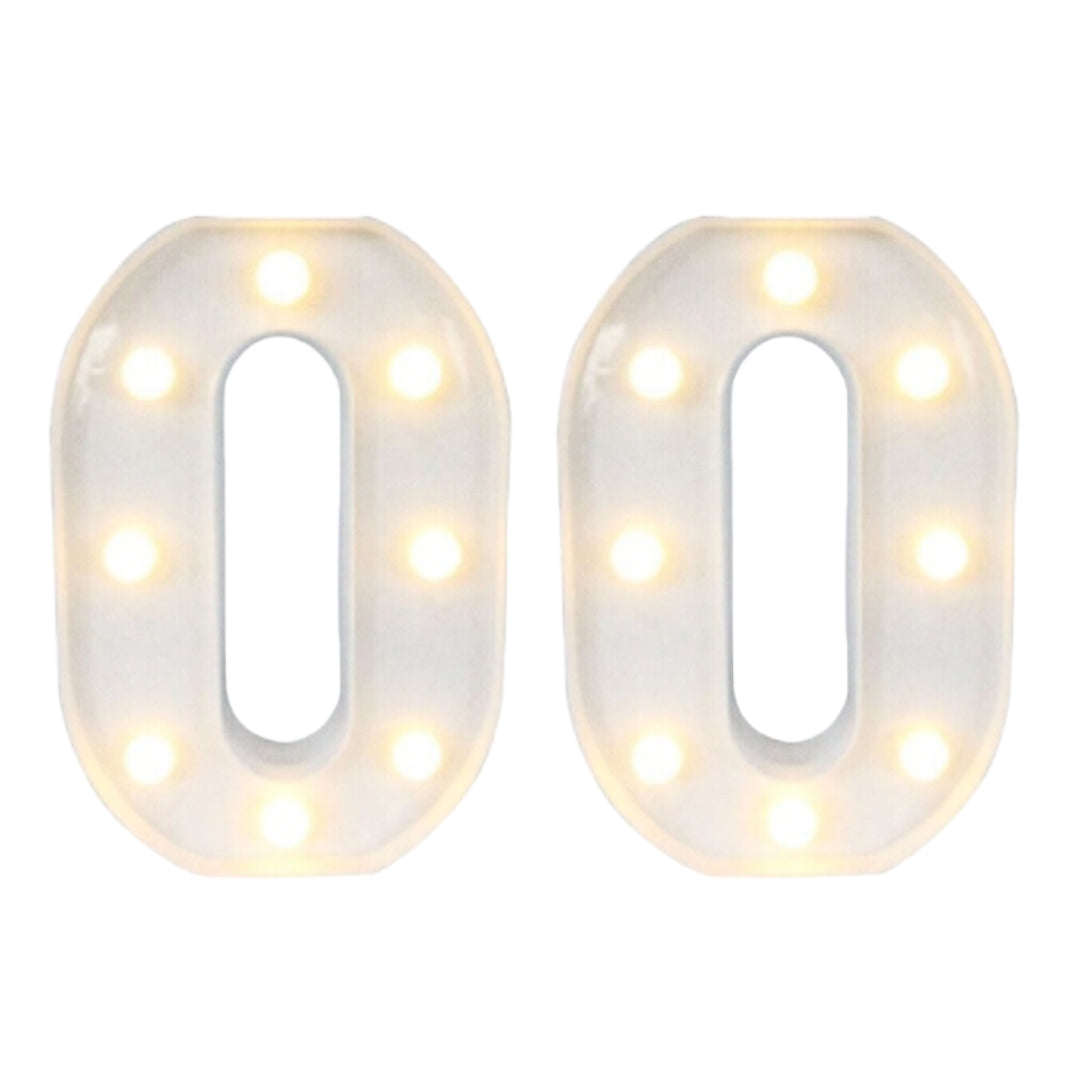 Motarro Led Numbers Light 22cm - 2 Pack - White Number 0