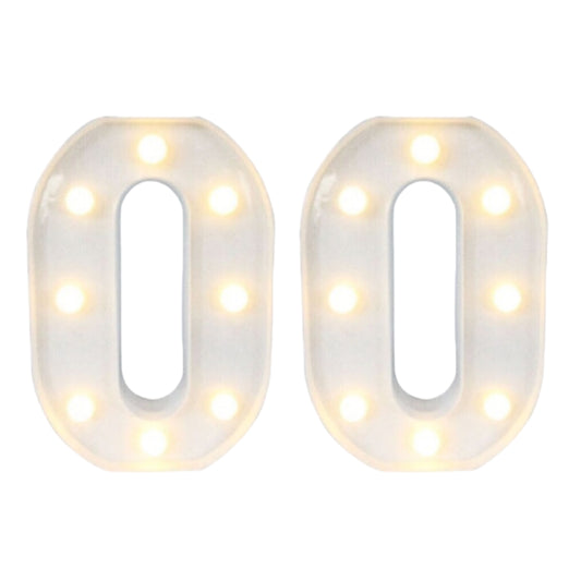 Motarro Led Numbers Light 22cm - 2 Pack - White Number 0