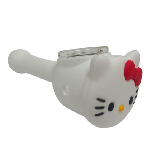 Silicone Rasta Pipe - Cartoon Faces - White