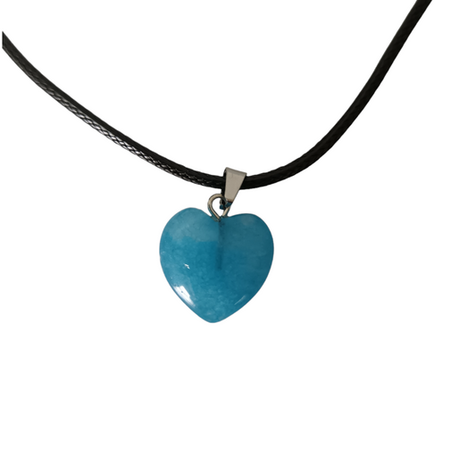 Earth Stone Collection - Heart Aquamarine Stone Necklace