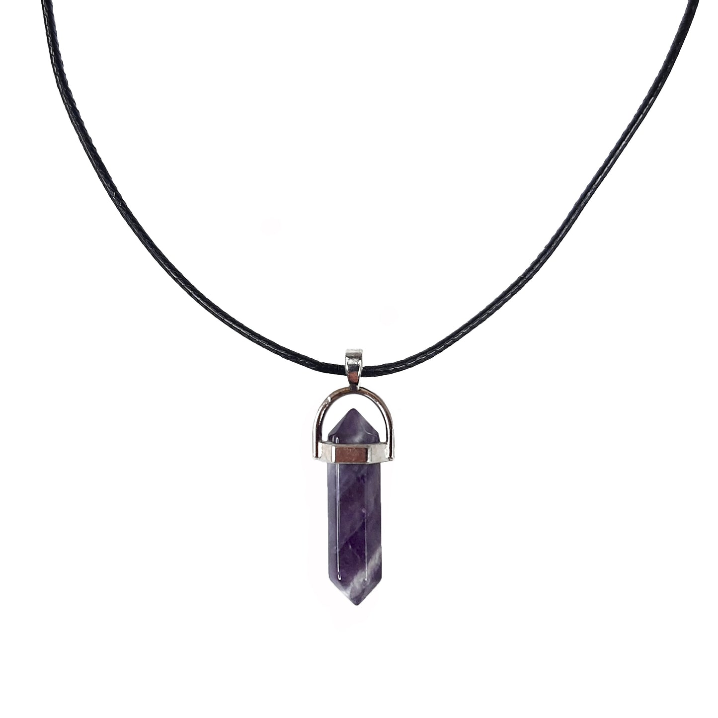 Earth Stone Collection - Bullet Amethyst Crystal Stone Necklace
