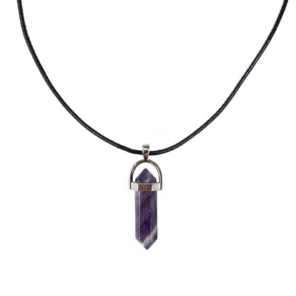 Earth Stone Collection - Bullet Amethyst Crystal Stone Necklace