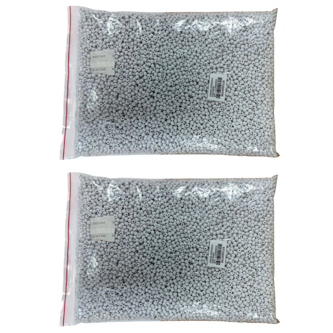 Wooden Beads +-1KG - 2 Pack - White 6mm