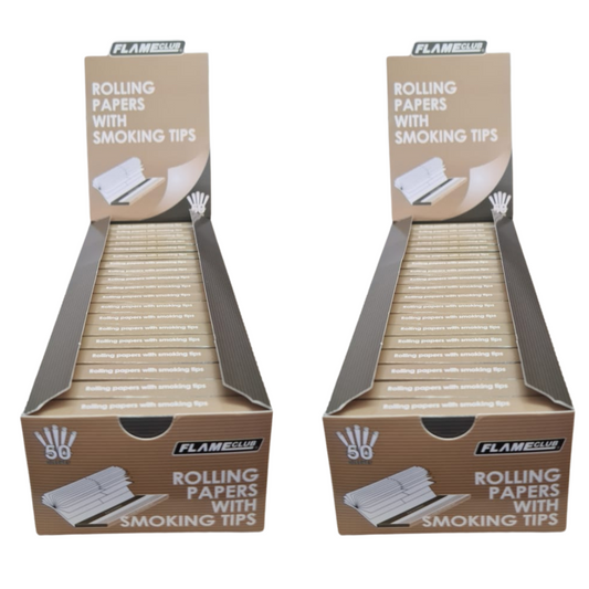 Flame Club Queen Size Rolling Paper + Tips - 39 Booklets - 2 Pack