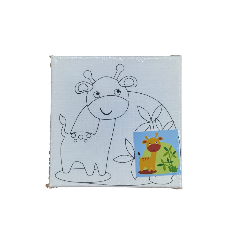 Keep Smiling Printed Canvas with Paint - 14.5 × 14.5 cm - Giraffe