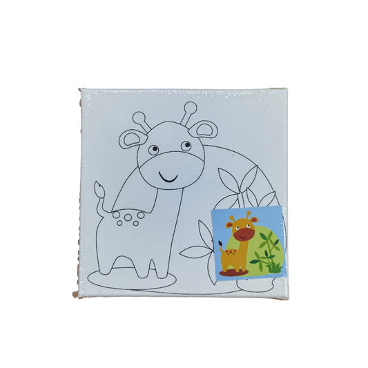 Keep Smiling Printed Canvas with Paint - 14.5 × 14.5 cm - Giraffe