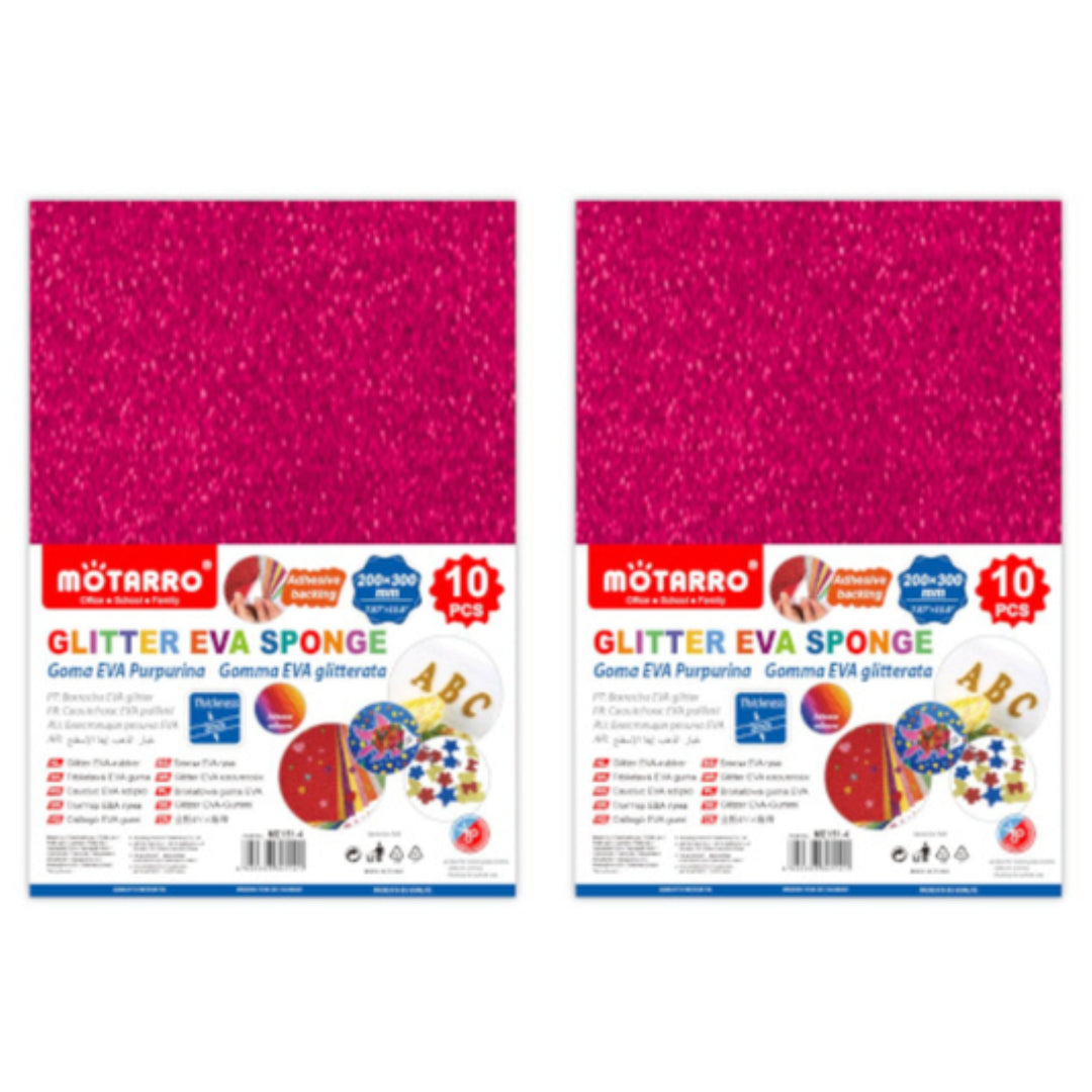 Motarro Eva Sponge A4 10 Pieces - 2 Pack - Dark Pink Glitter
