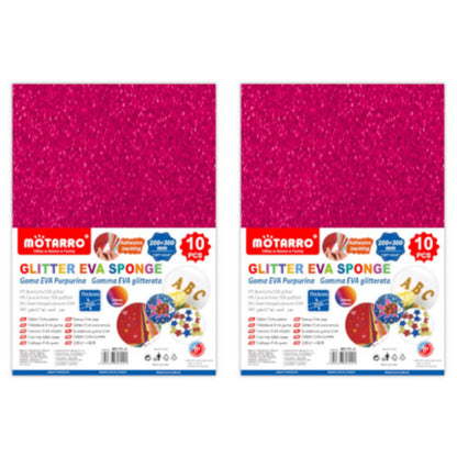 Motarro Eva Sponge A4 10 Pieces - 2 Pack - Dark Pink Glitter