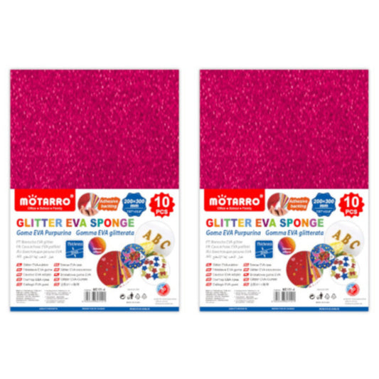Motarro Eva Sponge A4 10 Pieces - 2 Pack - Dark Pink Glitter