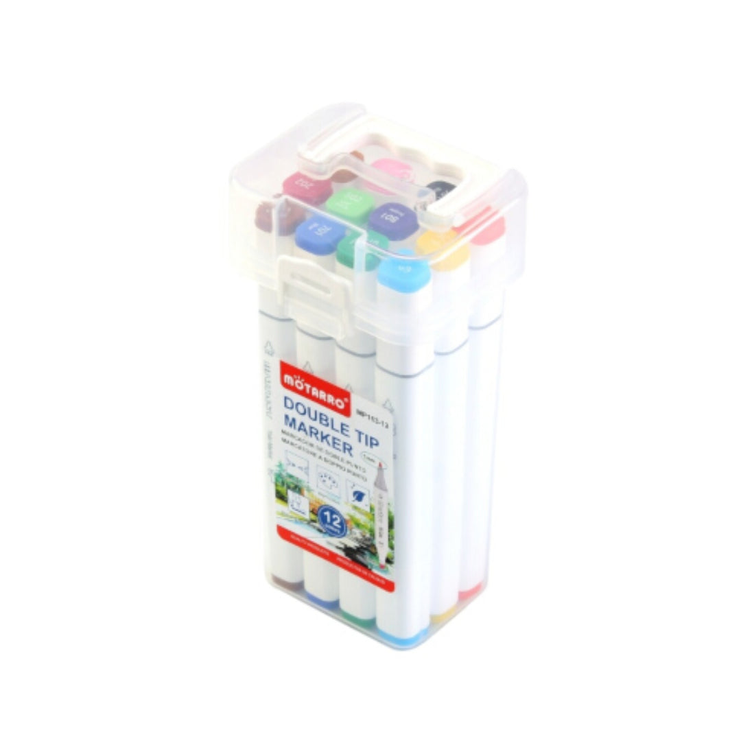 Motarro Double Tip Marker 6.0mm And 1.0mm - 12 Colours