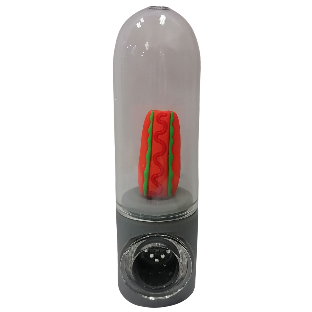 Silicone Rasta Pipe - Character in Glass - Hot Dog