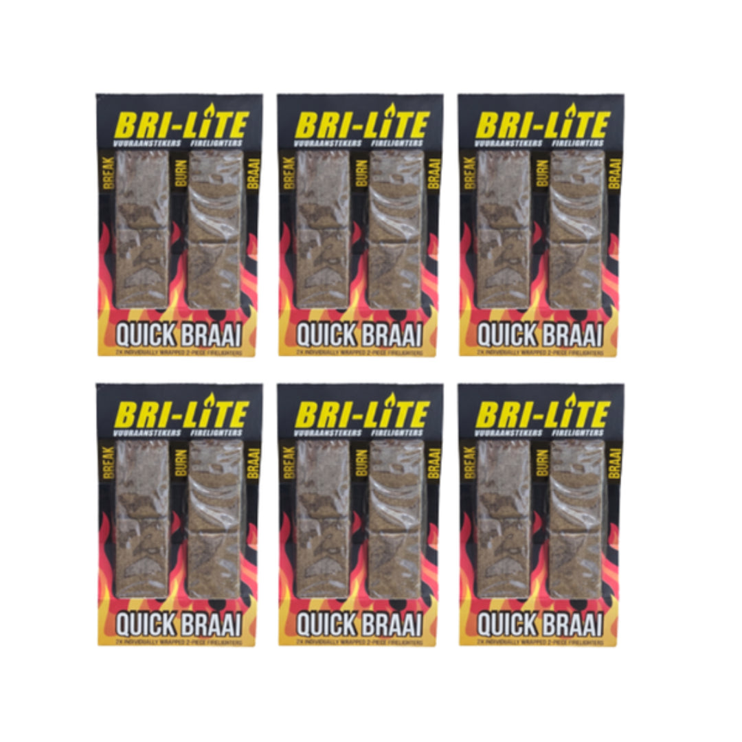 Bri-Lite Individually Wrapped Firelighters 2 Piece Blister - 6 Pack