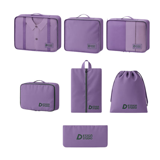 Design Studio - 7 Piece Travel Packing Organizer Set - Purple
