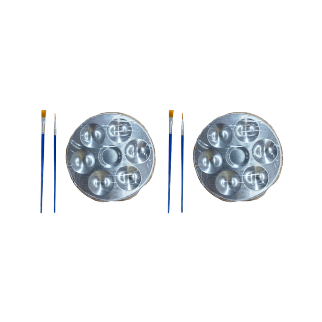 Motarro Paint Palette 6-Grid Metallic Round - 2 Pack