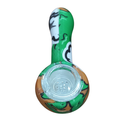 Silicone Rasta Pipe - Hydrodipped Designs - Orange