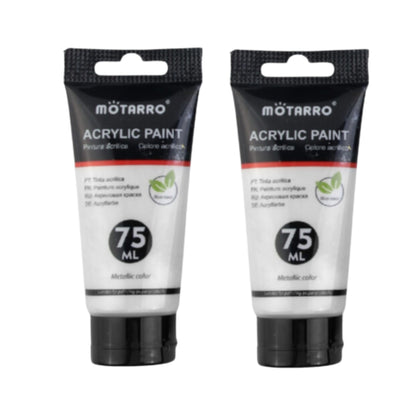 Motarro Acrylic Paint Metallic 75ml - Grey 2 Pack