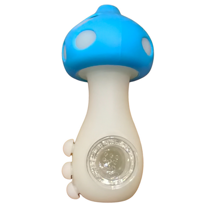 Silicone Rasta Pipe - Glow In The Dark Mushroom - Blue