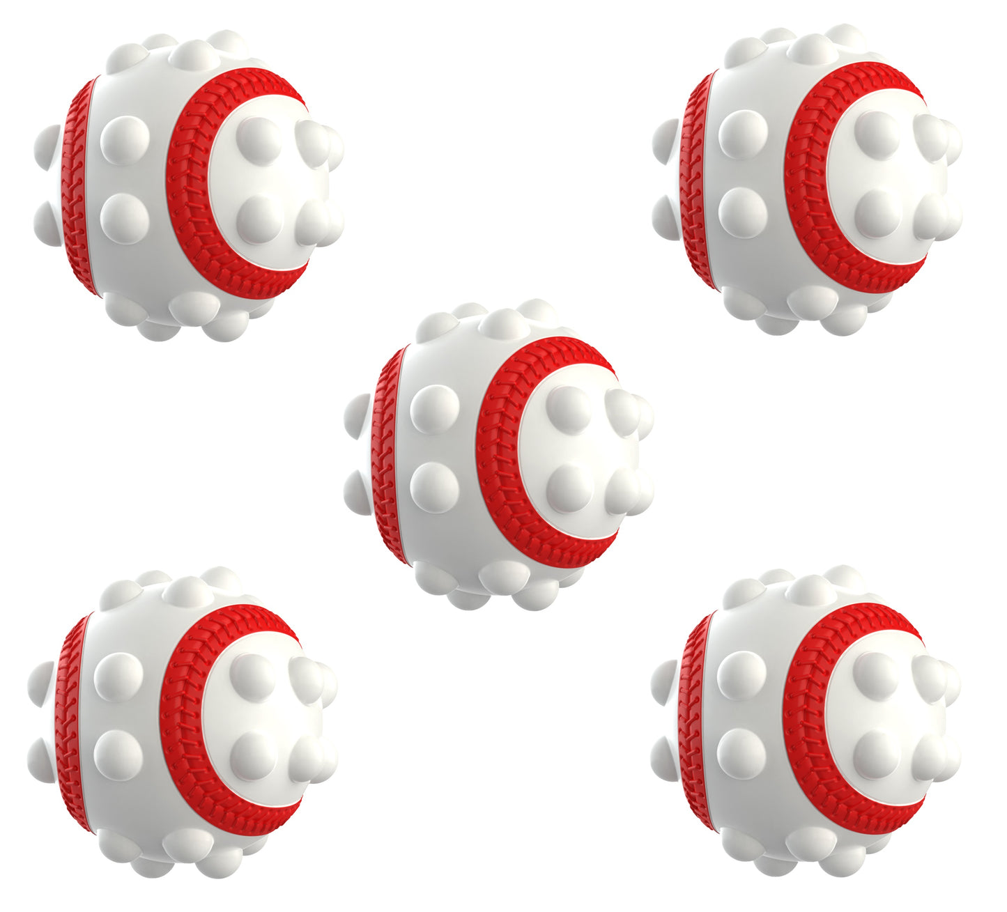Tennis Ball Fidget PoP It - White & Red - 5 Pack