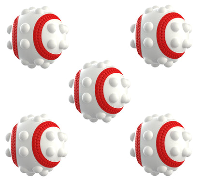 Tennis Ball Fidget PoP It - White & Red - 5 Pack