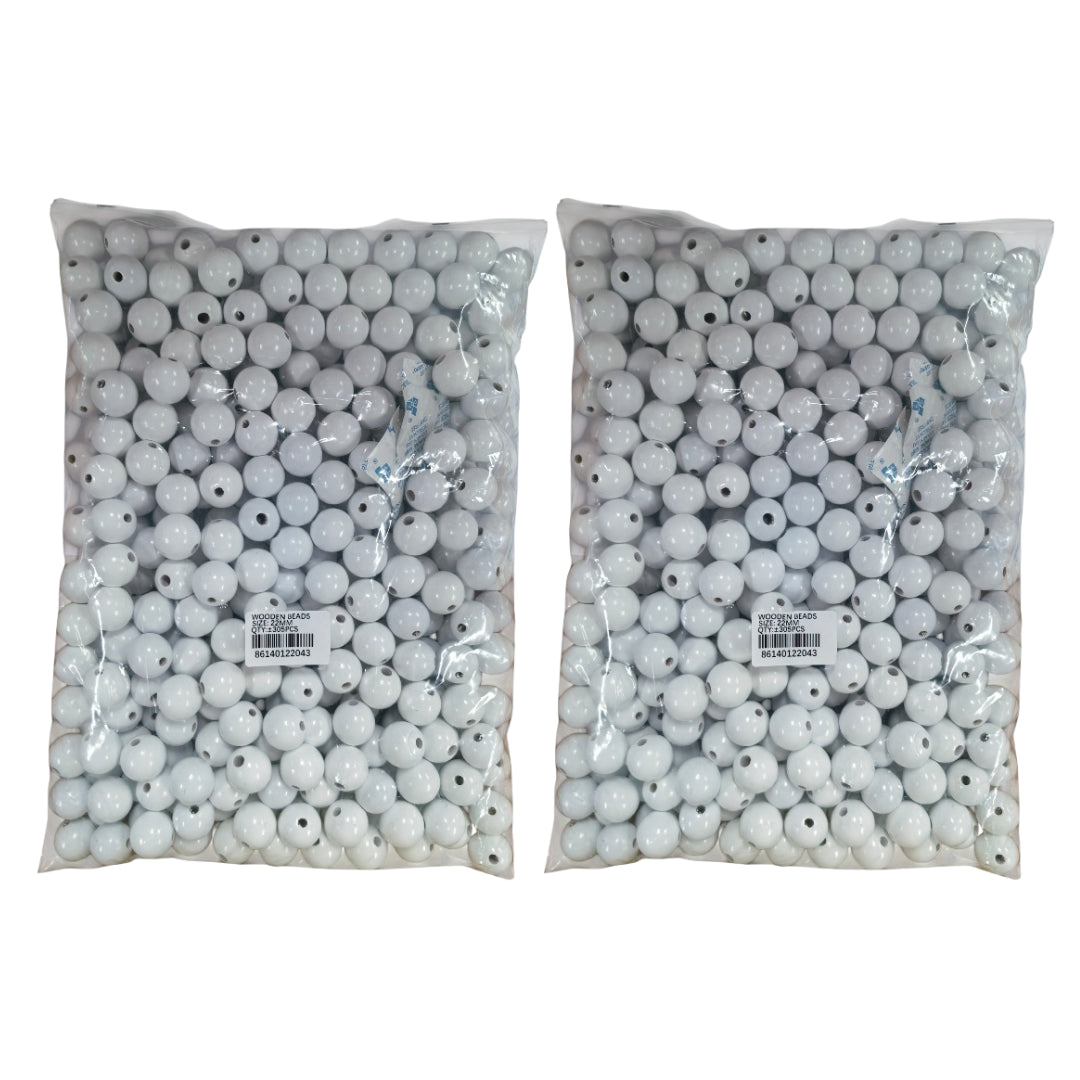 Wooden Beads +-1KG - 2 Pack - White 22mm