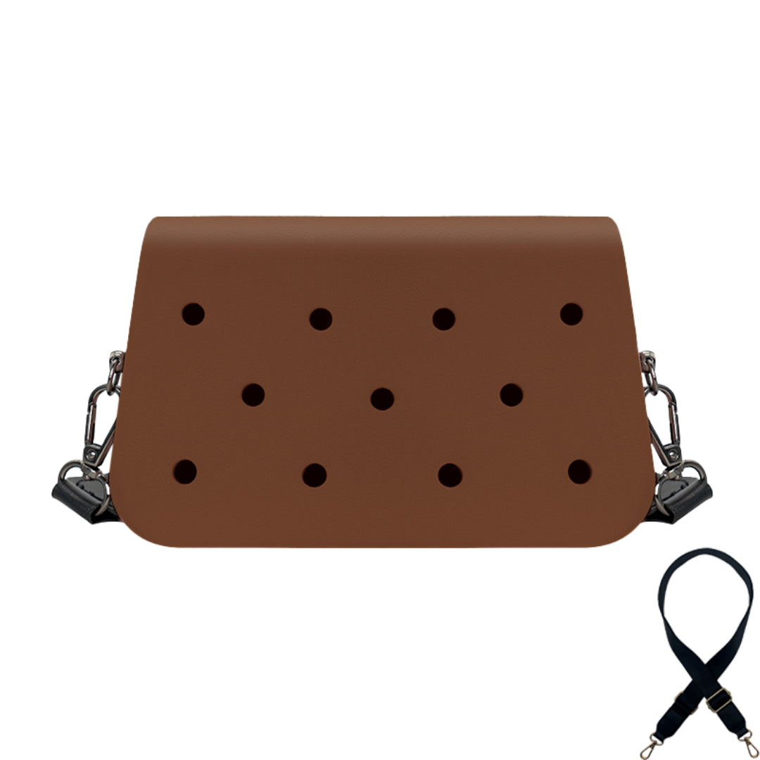 Coco EVA Croc Crossbody Bag - Lightweight Waterproof Shoulder Bag - Brown
