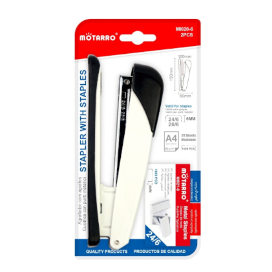 Motarro Stapler With Staples 6mm 2PCS - Black