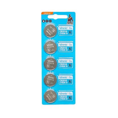 Vinnic CR2016 Lithium Coin Cell Battery 3V - 5 Pack