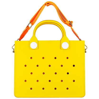 Nana EVA Croc Bag with Shoulder Strap - Lightweight Waterproof Tote Handbag - Yellow